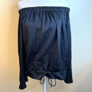 Theory Women’s Odettah Navy Soft Seersucker Off The Shoulder Top Size Medium